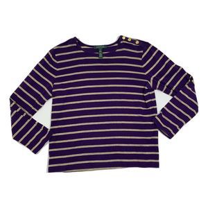Lauren Ralph Lauren Womens XL Blouse Purple/Gold